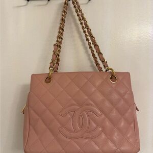 Chanel Pink Quilted Shoulder Bag with Gold Chain